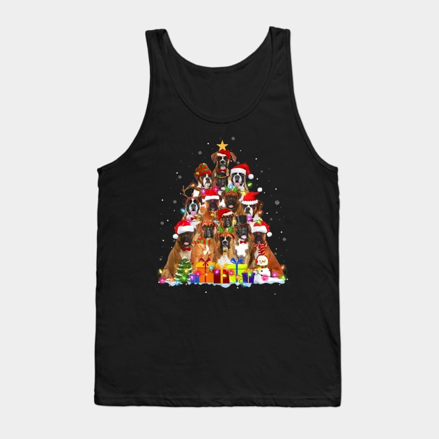 Christmas Pajama Boxer Tree Xmas Gifts Dog  Lover Shirt Tank Top by Kelley Clothing